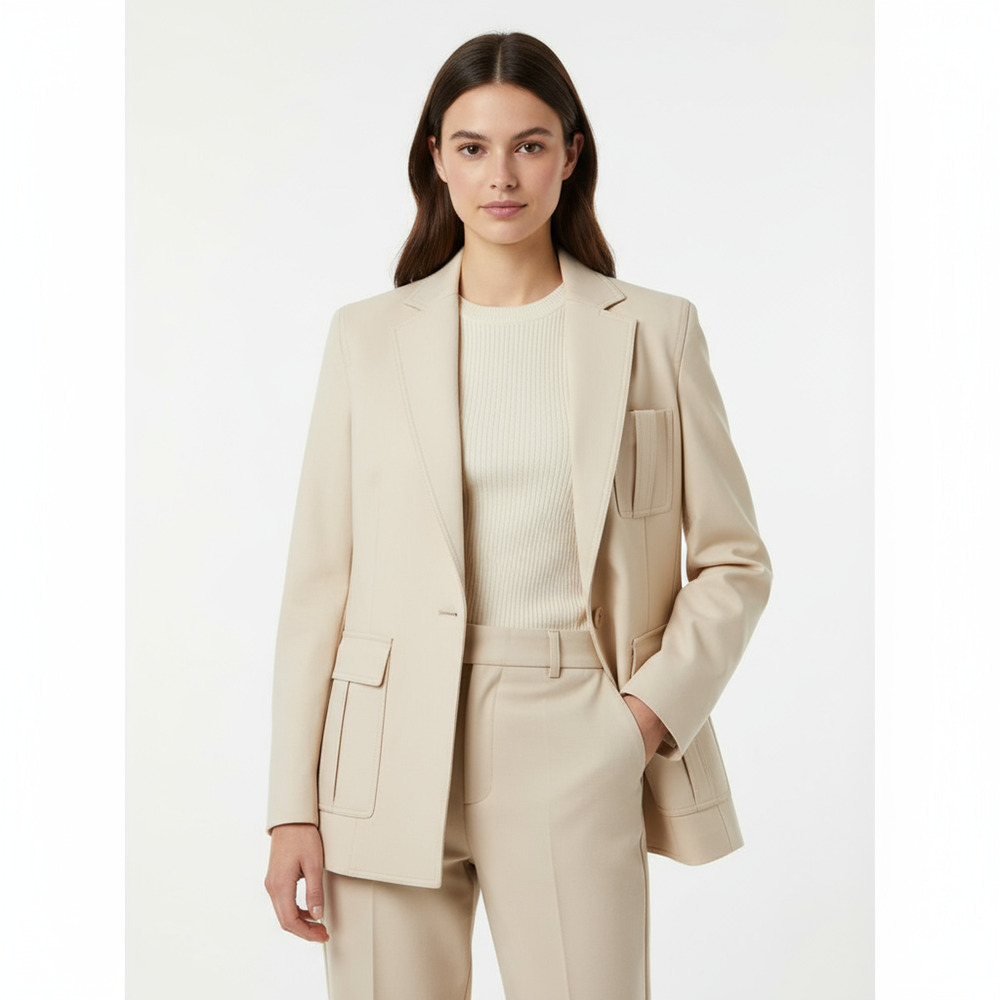 3.1 Phillip Lim Womens Cutaway Blazer Jacket Light Beige Notched Structured 4